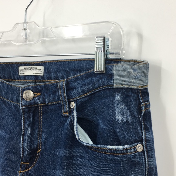 Zara Jeans Demin Collection Distressed Cropped 4 - Picture 2 of 5